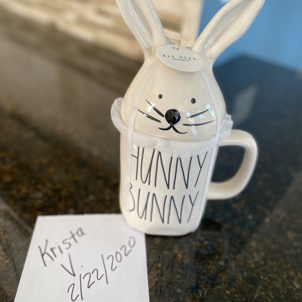 Rae Dunn Hunny Bunny Mug w/ Bunny Topper